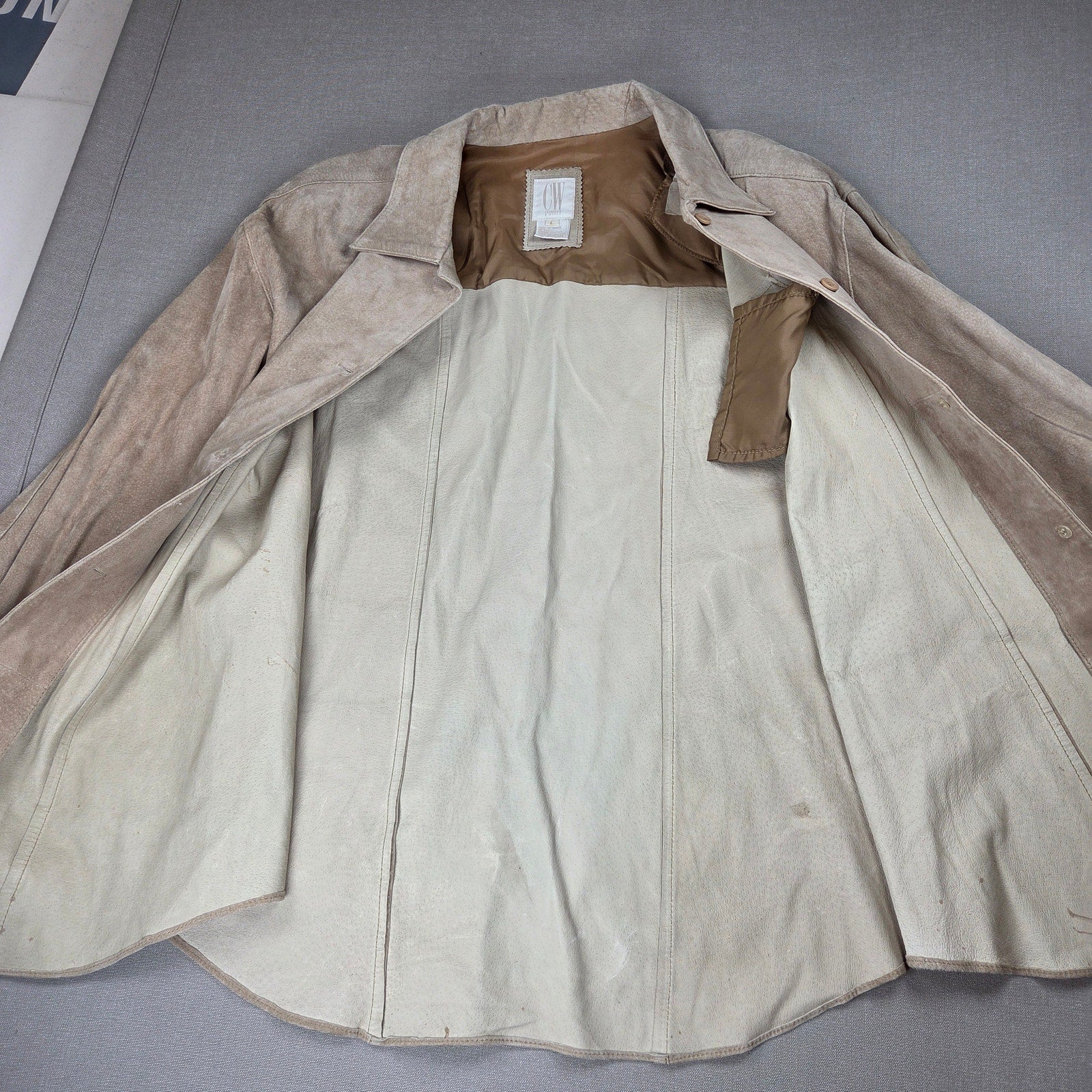 CW Clifford & Wills Genuine Suede Leather Shirt Jacket Women's L Korea 90s