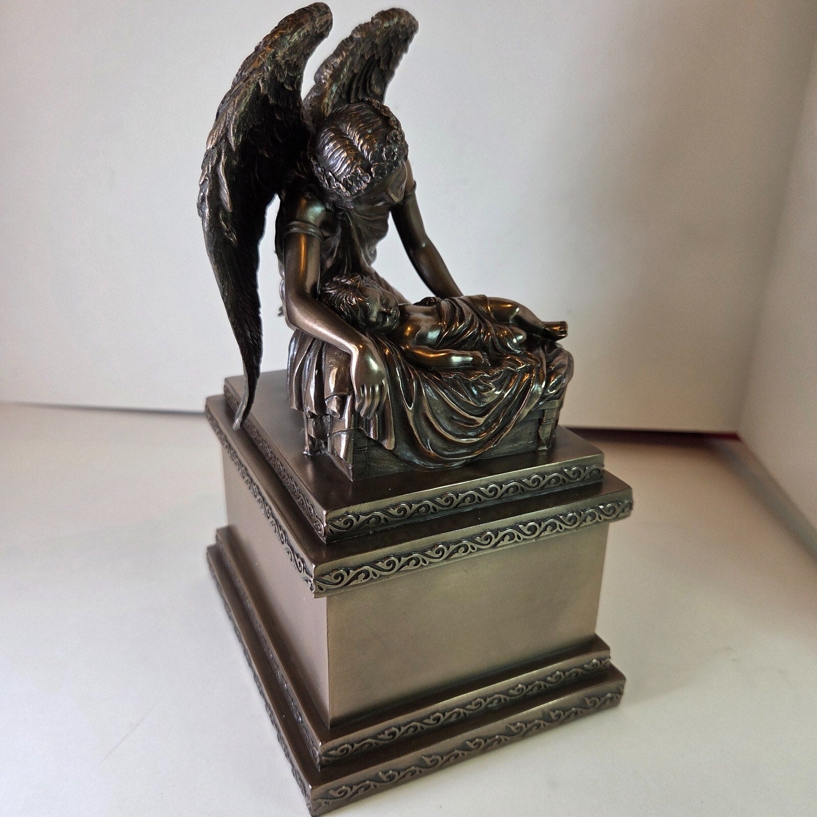 Angel and Baby Cold Cast Resin Urn for Human Ashes 6"x4 3/4"x9"