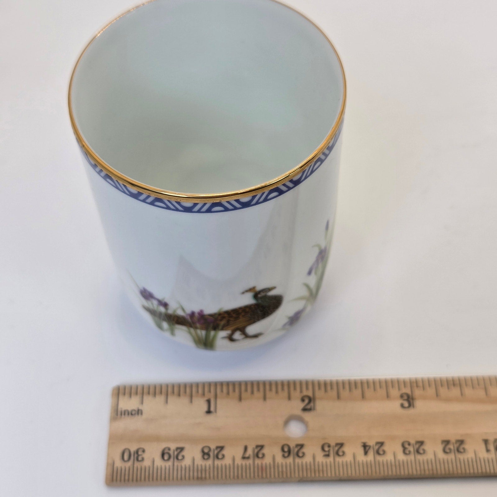 Franklin Porcelain 1985 Peacock Bird & Iris Japanese Porcelain Tea Cup Japan
