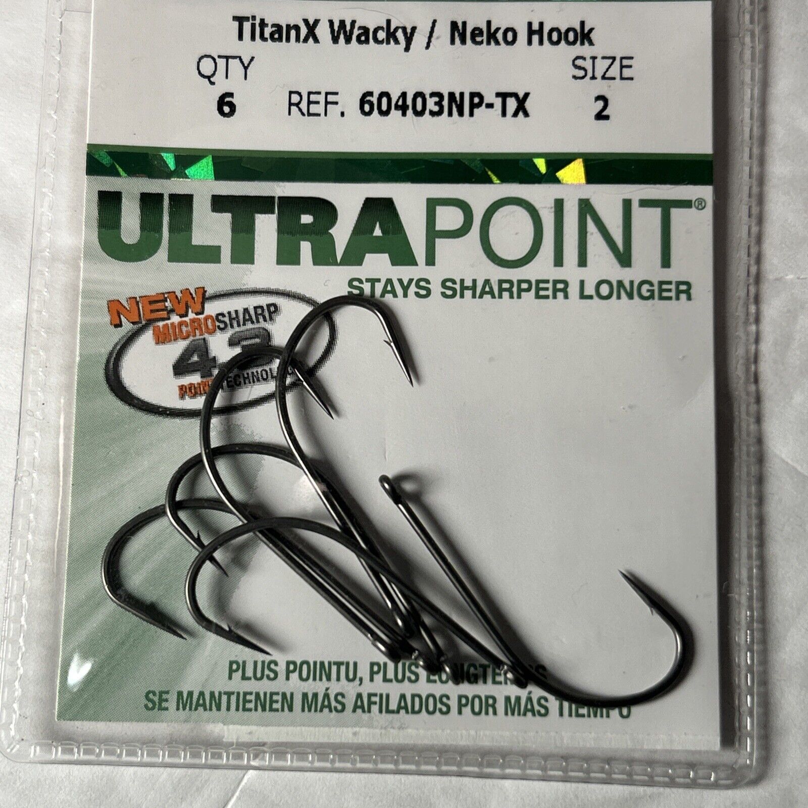 6 TitanX Wacky / Neko Hooks 60403NP-TX Size 2