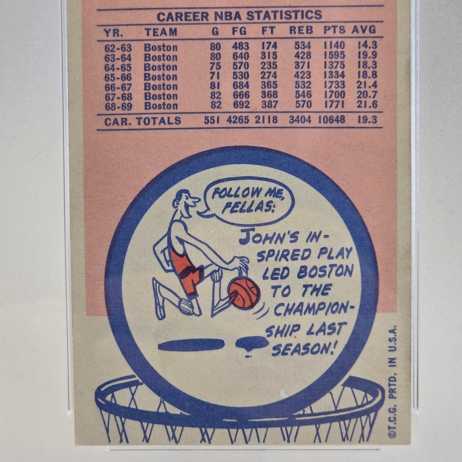1969 Topps John Havlicek #20 PSA 5 EX Boston Celtics HOF Vintage Tall Boy Card