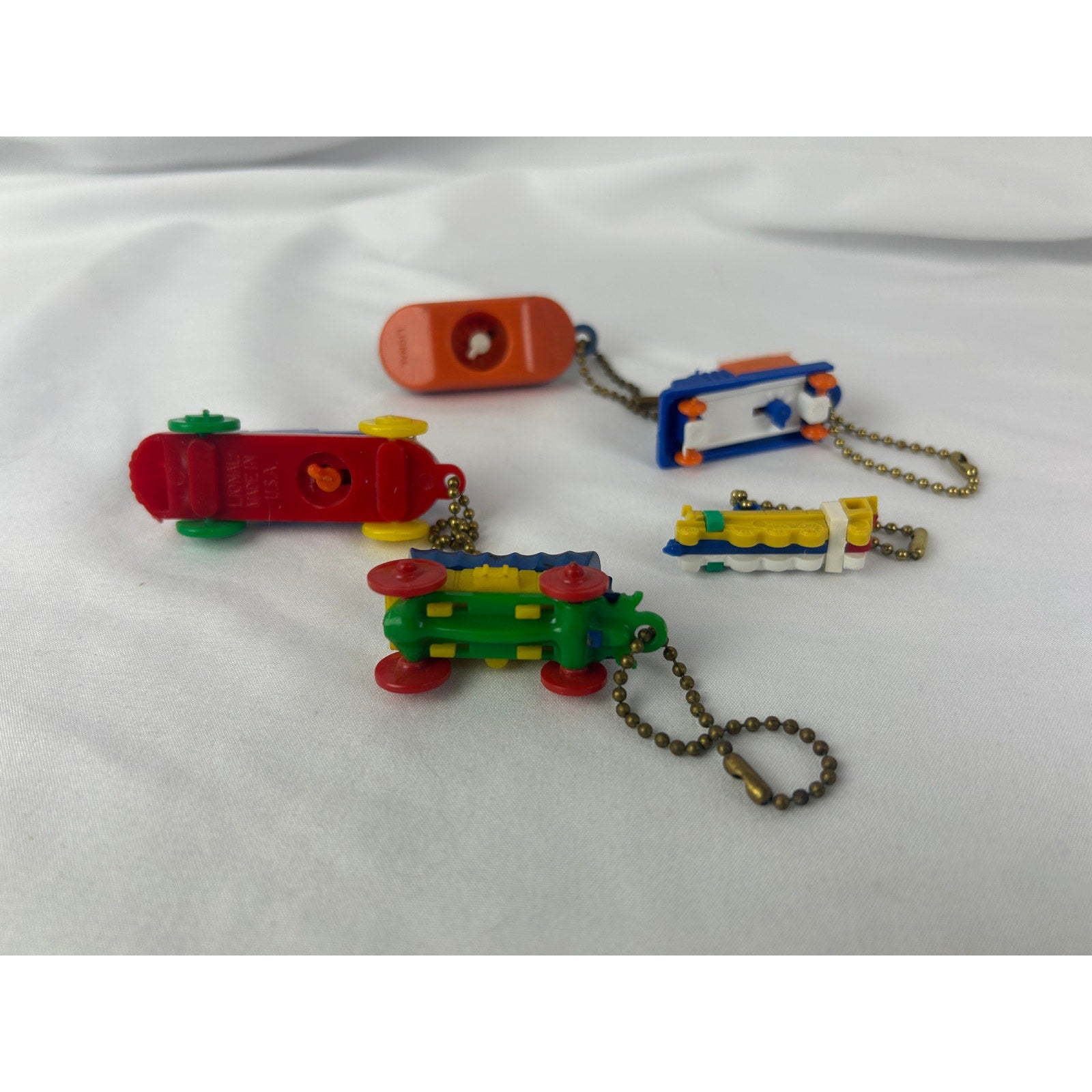 Vintage 1950s Vehicle Keychain Lot Car Train Boats Wagon Toys