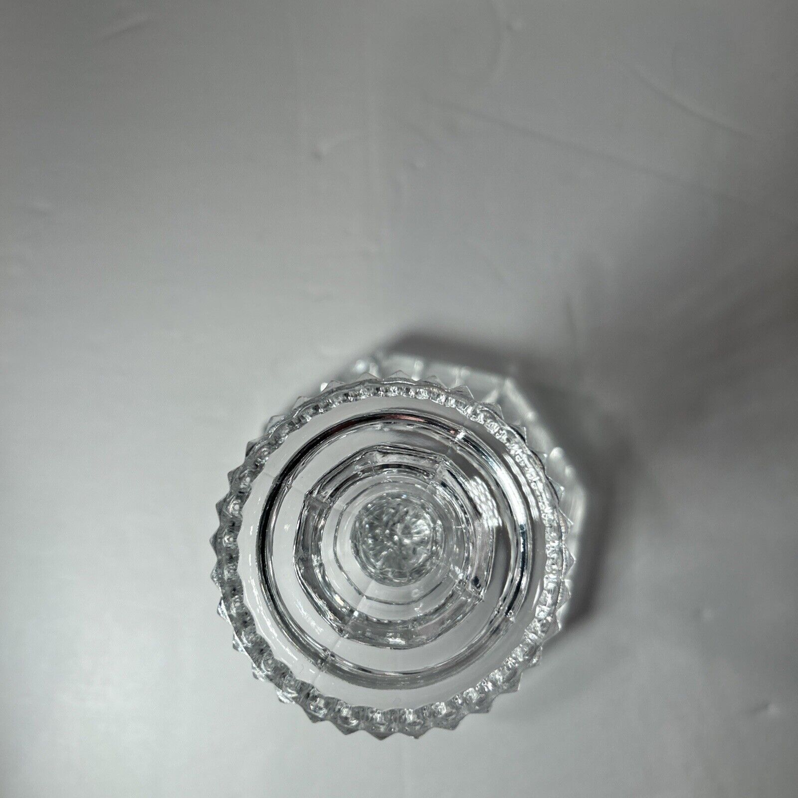 Vintage Cut Crystal Candle Holder 4.5" Starburst Design Octagon Base