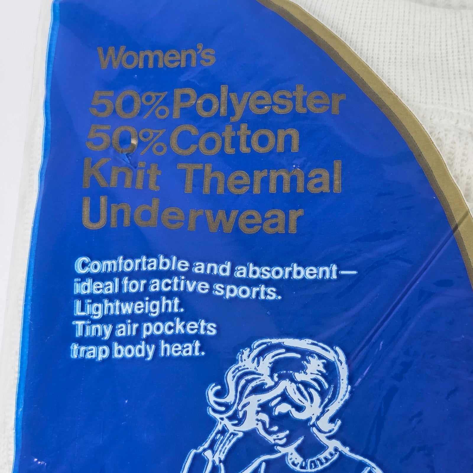 JCPenney Womens Thermal Shirt USA Made Waffle Knit NOS Size L Vintage
