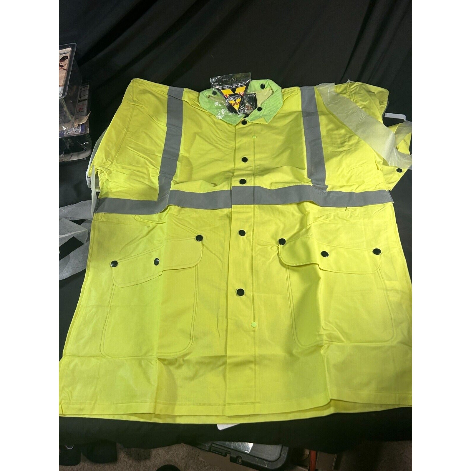 Abel Hi-Vis Rain Suit Jacket Pants Hood Men’s Medium Safety Lime Green PVC