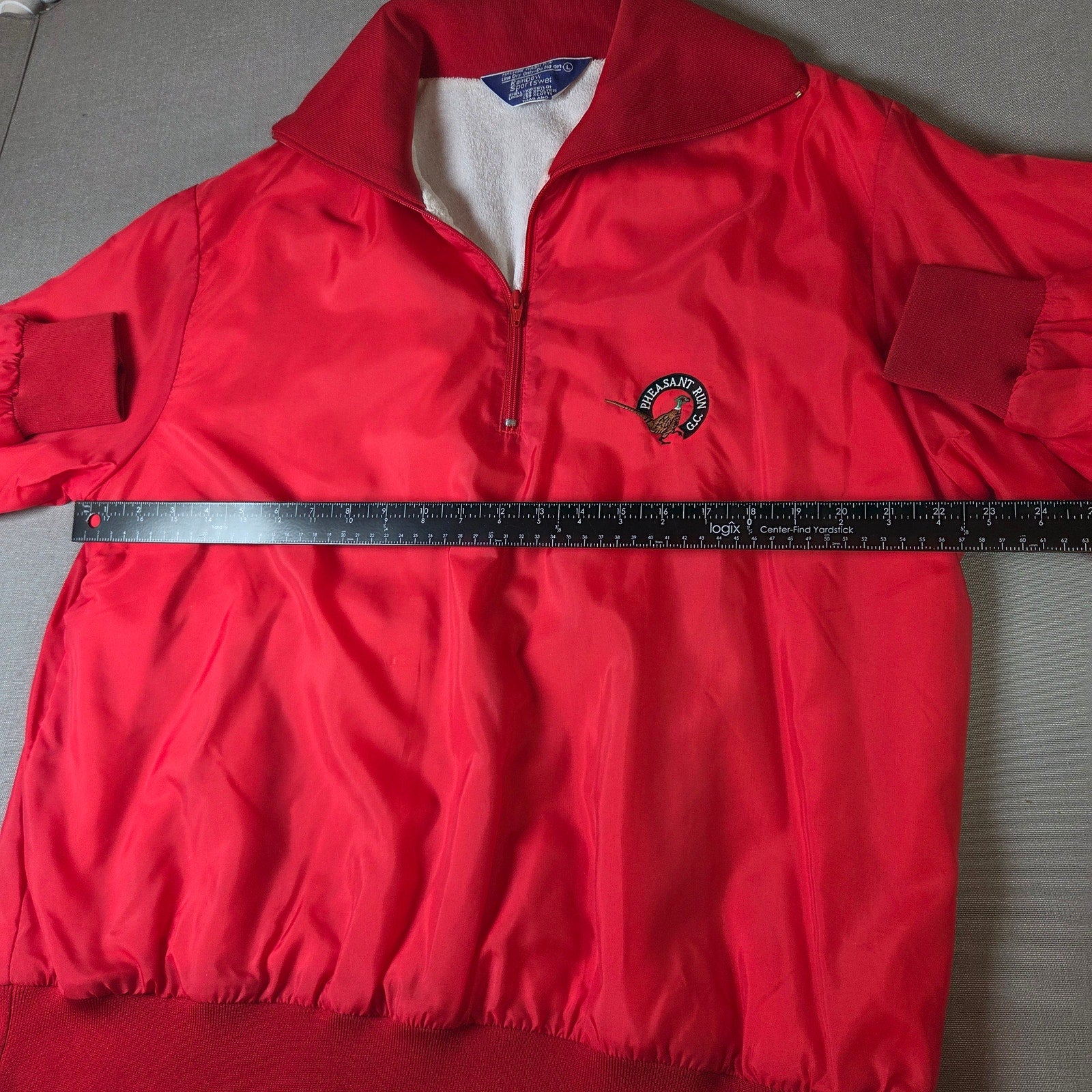 Pheasant Run G.C. 1/4 Zip Vintage Windbreaker Jacket Large Red Golf Club