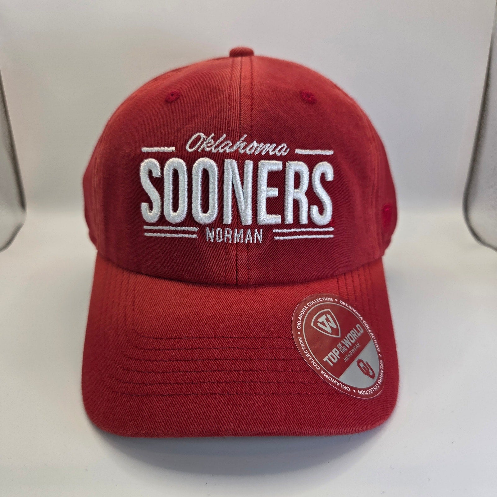 Oklahoma Sooners Top of the World Hat NWT Red Claspback 100% Cotton