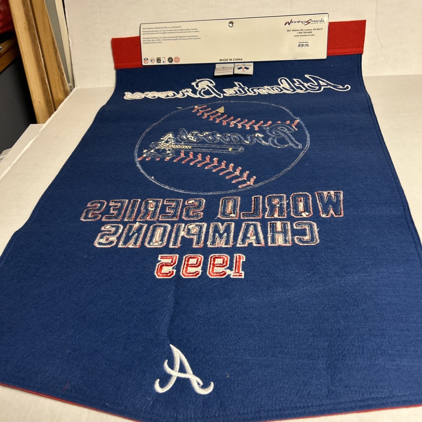 Atlanta Braves Wool Blend MLB Champions Banner, 24" x 36"
