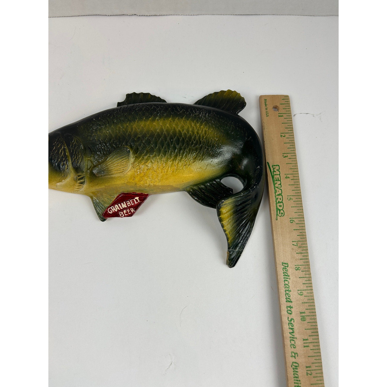 Rare Grain Belt Beer Chalkware Fish Plaque Vintage 1950s Breweriana Sign