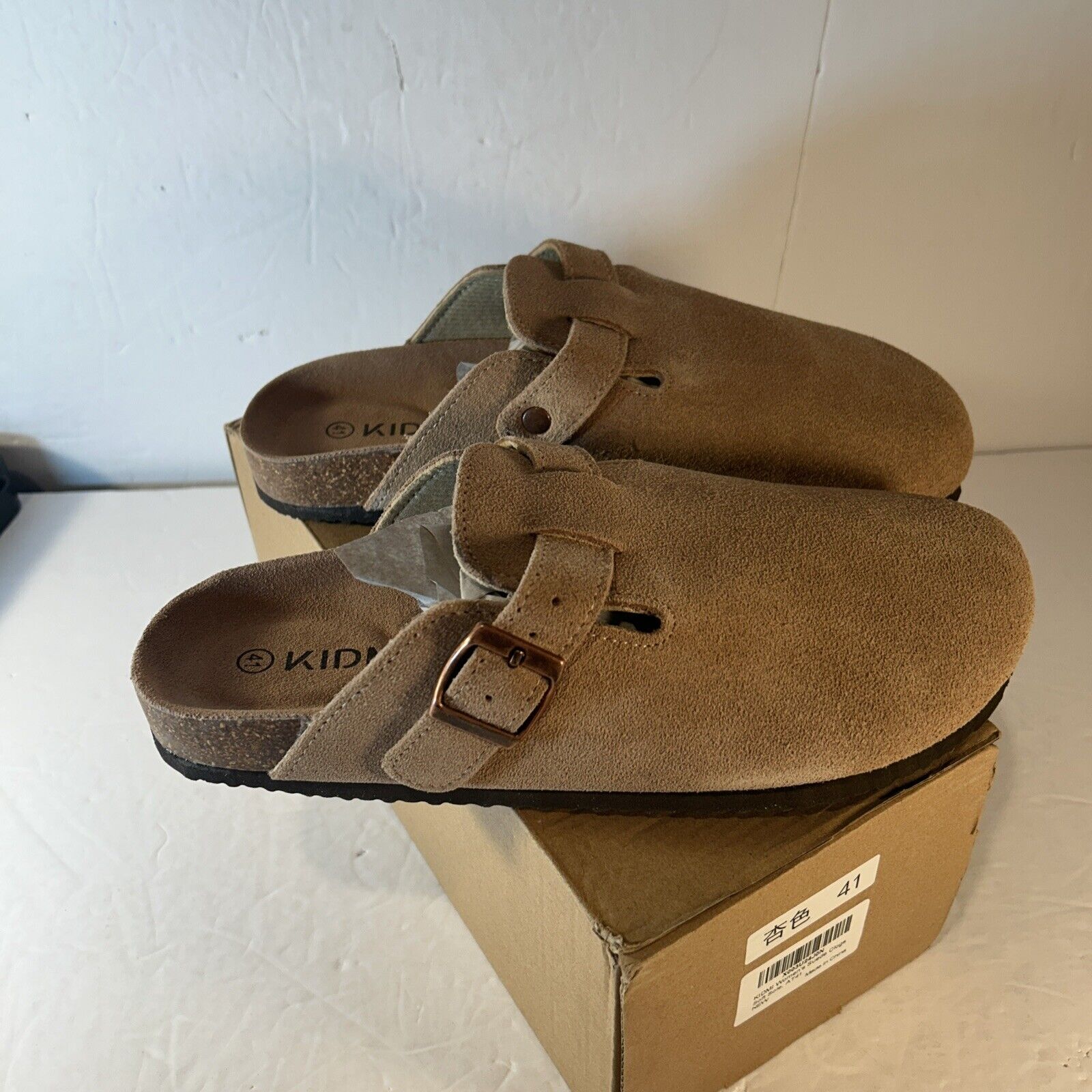 Kidmi Suede Sandal Clogs Taupe Women’s Size 9 Slip-On Buckle