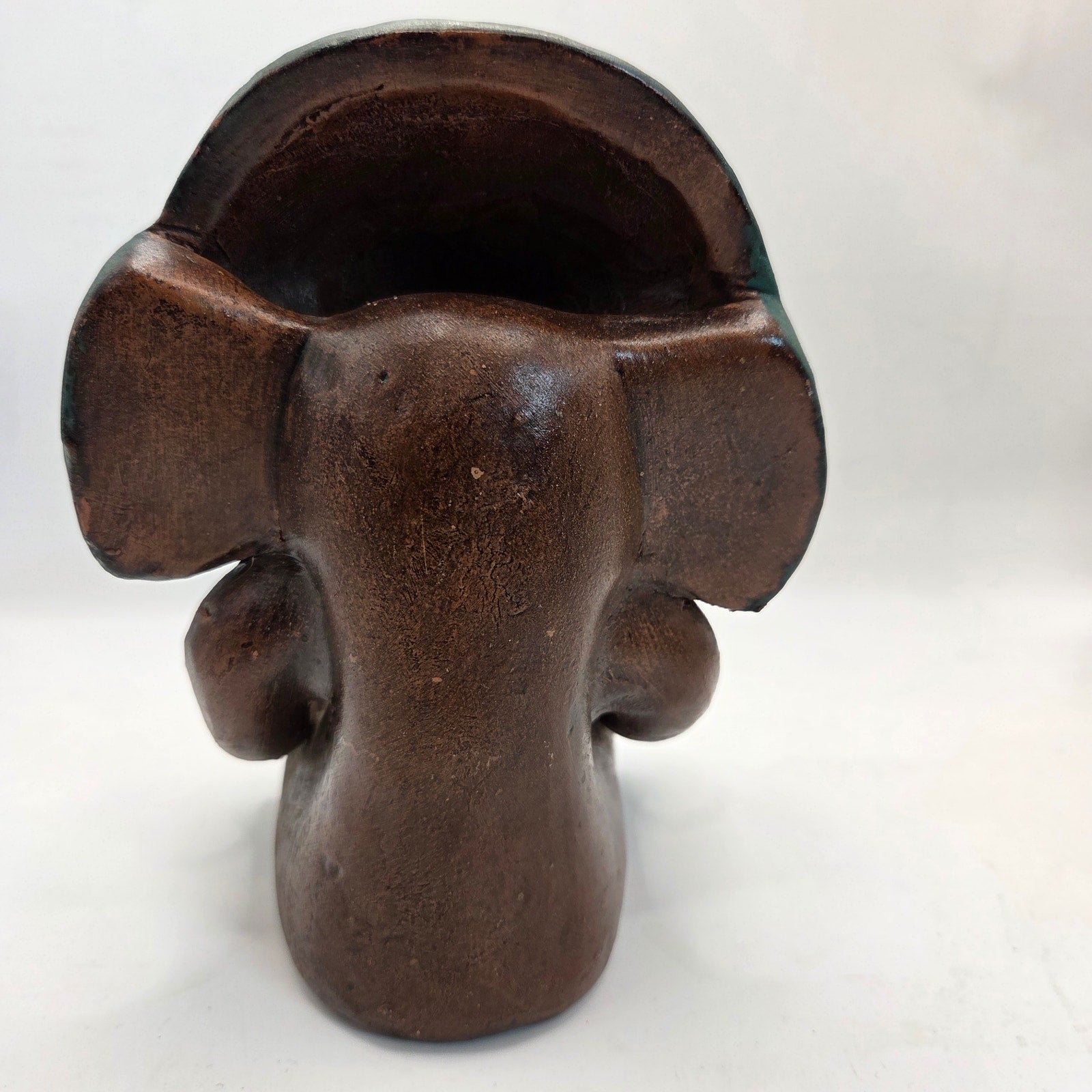 Vintage Mexican Hand Painted Clay Aztec Style Figure Statue 6.5" Folk Art