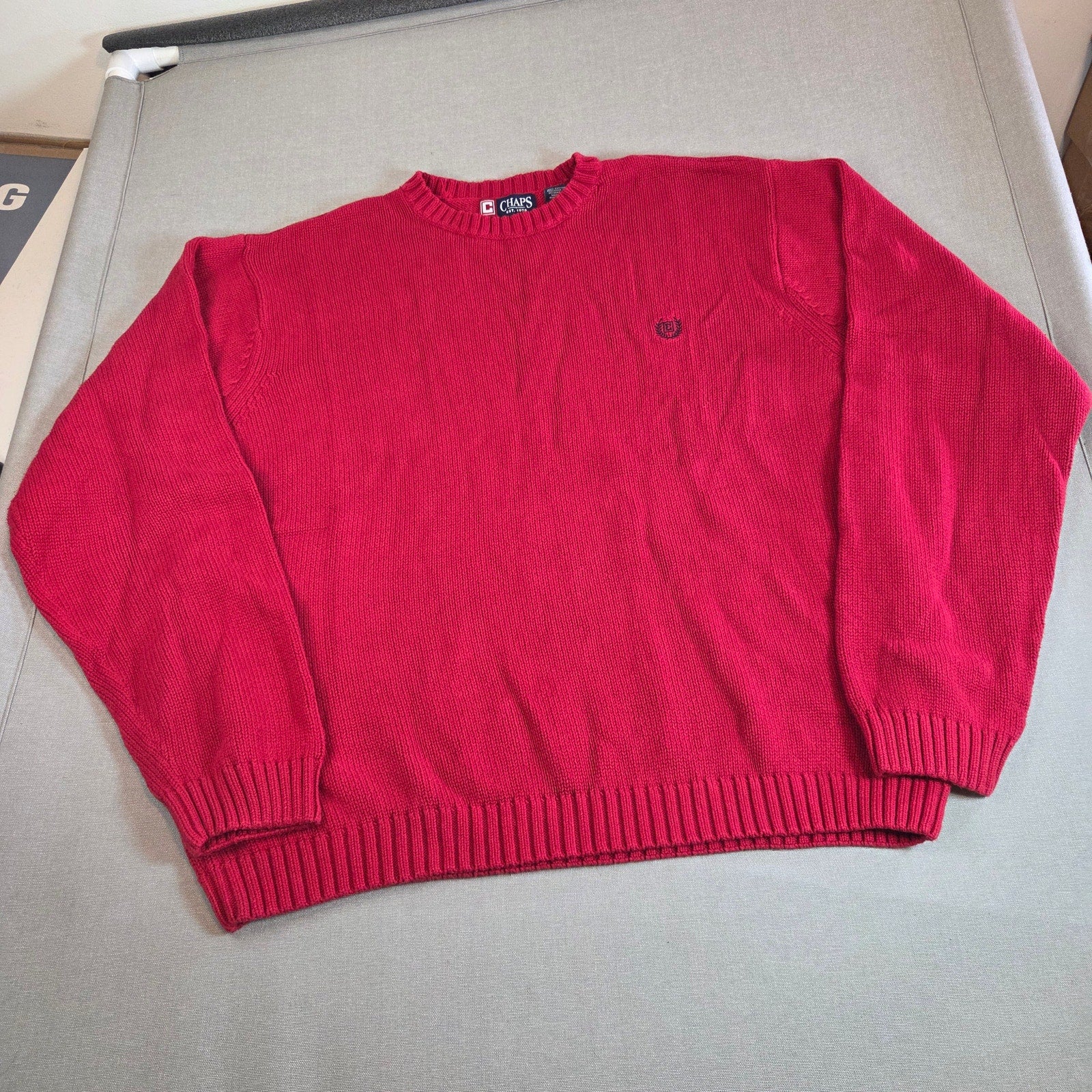 Vintage Chaps Ralph Lauren XXL Red Cotton Crewneck Sweater Hong Kong