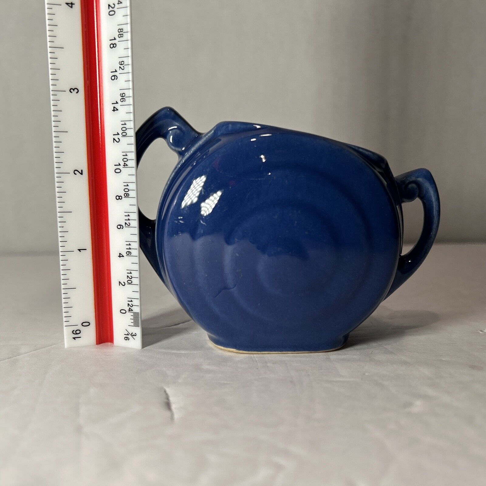 Set of 2 Vintage Cobalt Blue Ceramic Creamer & Sugar Pitchers