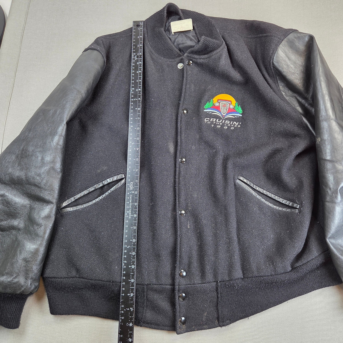 Vintage 1996 Butwin Cruisin' To The Lakes Varsity Leather Wool Jacket XL