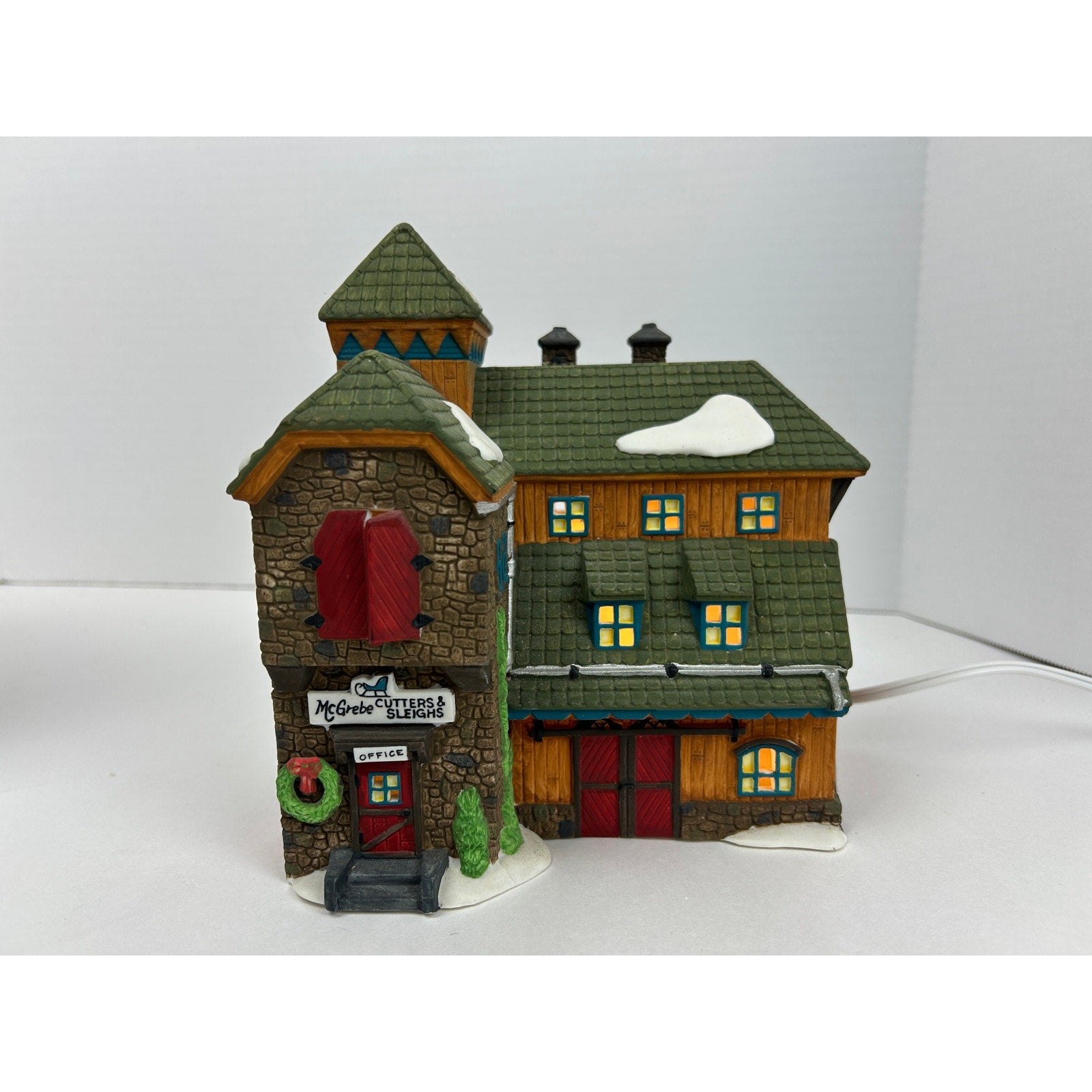 Department 56 New England Village McGrebe Cutters & Sleighs 1991 w Box Lighted