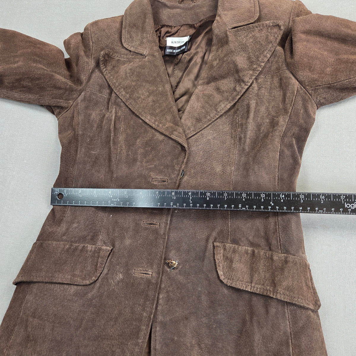 Vintage Brown Suede Leather Blazer Jacket Womens 7/8 Hong Kong Unbranded Coat