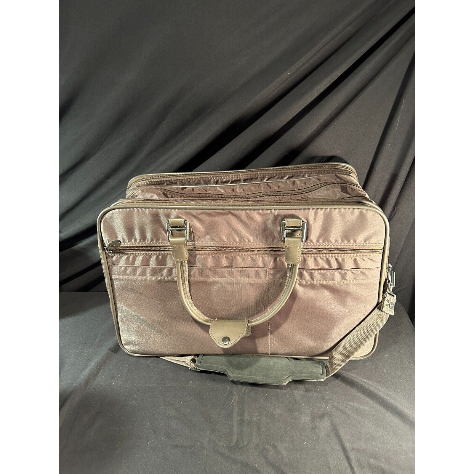 American Tourister Carry-On Bag Brown Nylon 20"x14" Two-Compartment Travel Case