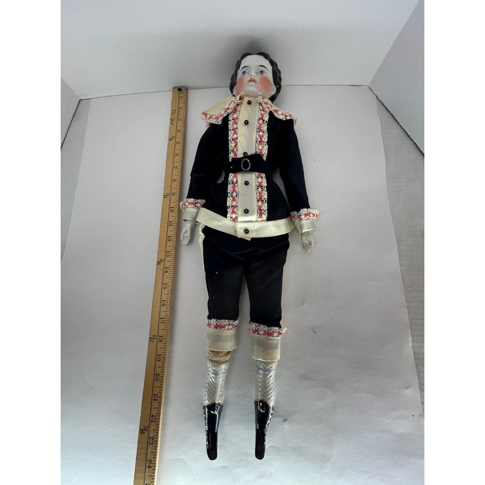 Antique 24" China Boy Doll c1880s Unmarked Cloth Body Provenance Attached