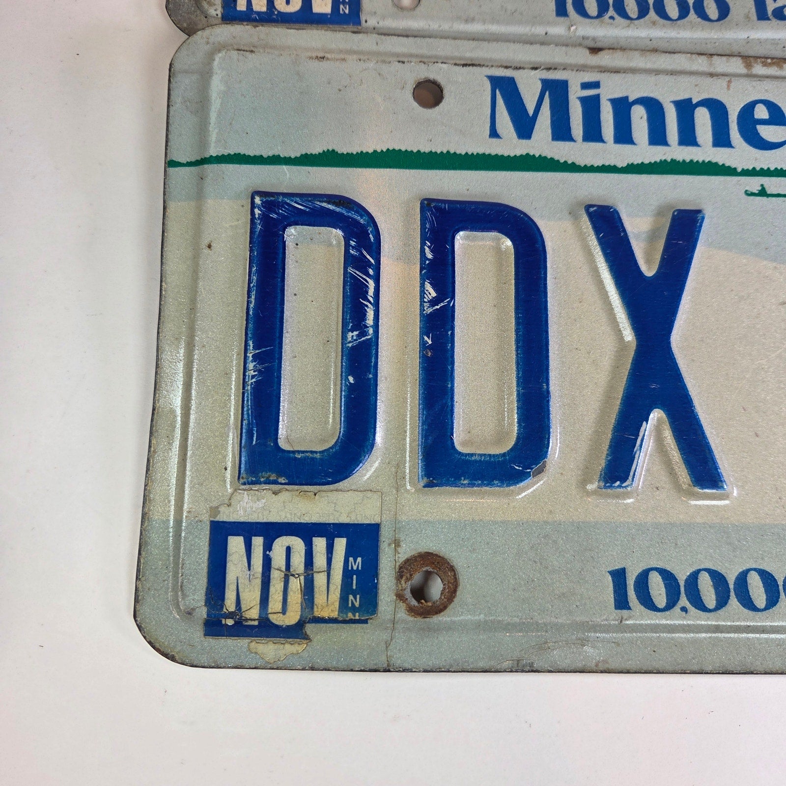 Vintage 1989 Minnesota License Plates Pair DDX 543 Blue 10,000 Lakes Tags