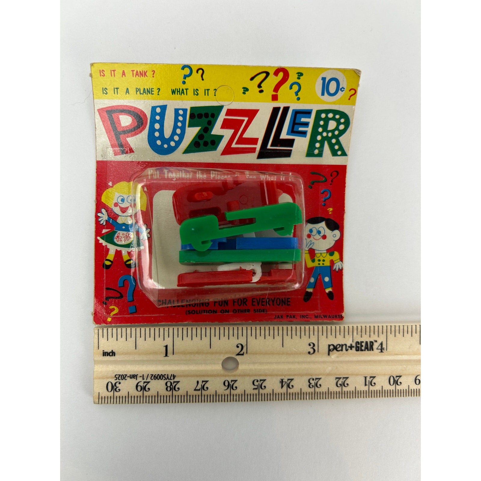 Vintage 1950s Puzzler Cannon Toy Puzzle by Jak Pak on Original 10¢ Card