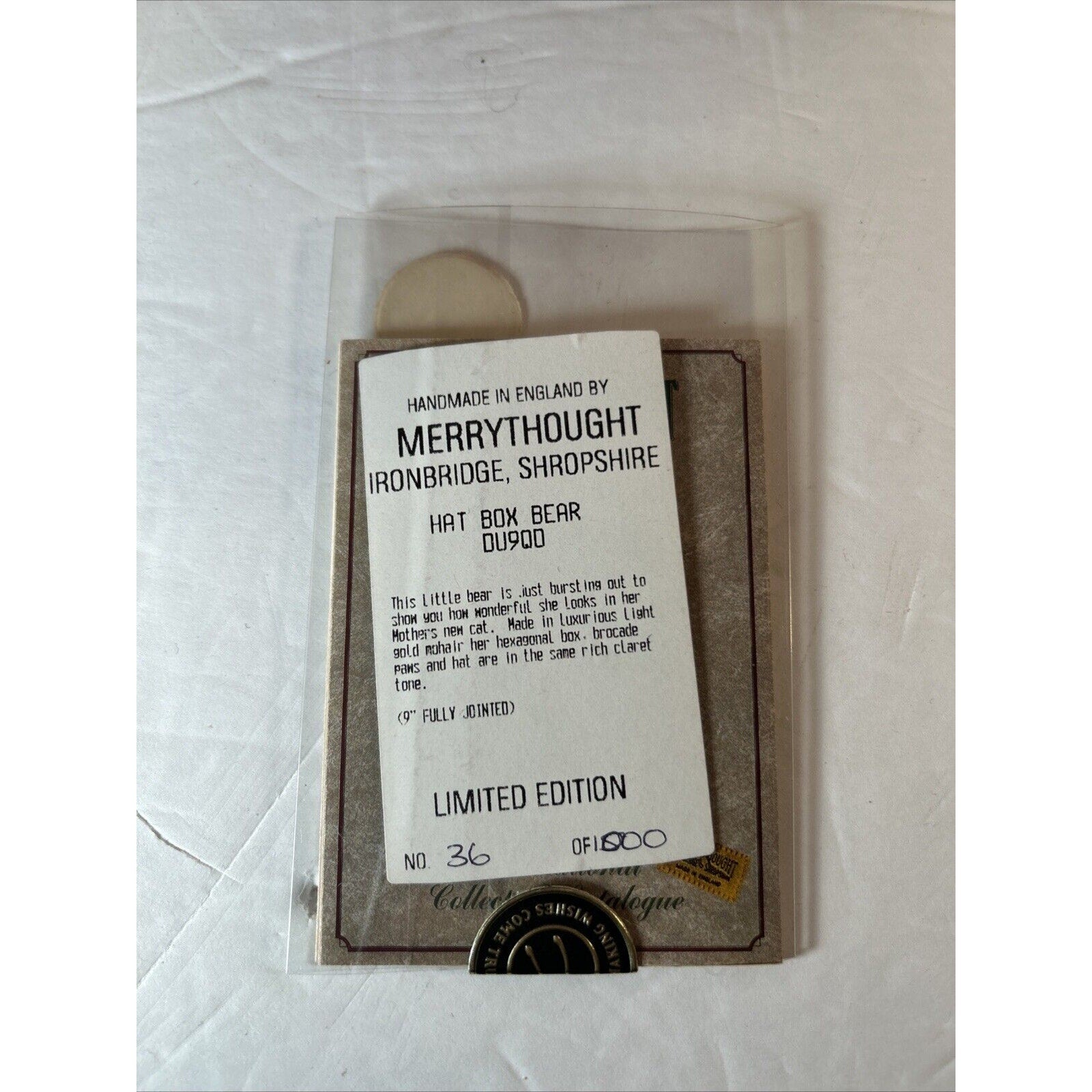 Merrythought Daisy Cranberry Hat Box Bear Mohair Ltd Ed 36/1000 UK 1994 w/ Tags