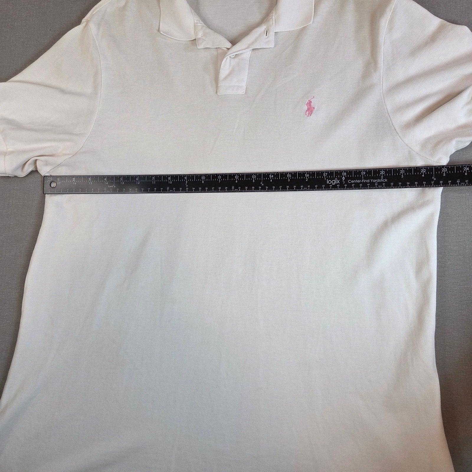 Polo Ralph Lauren Custom Fit White Polo Shirt XL Cotton Pink Pony Logo