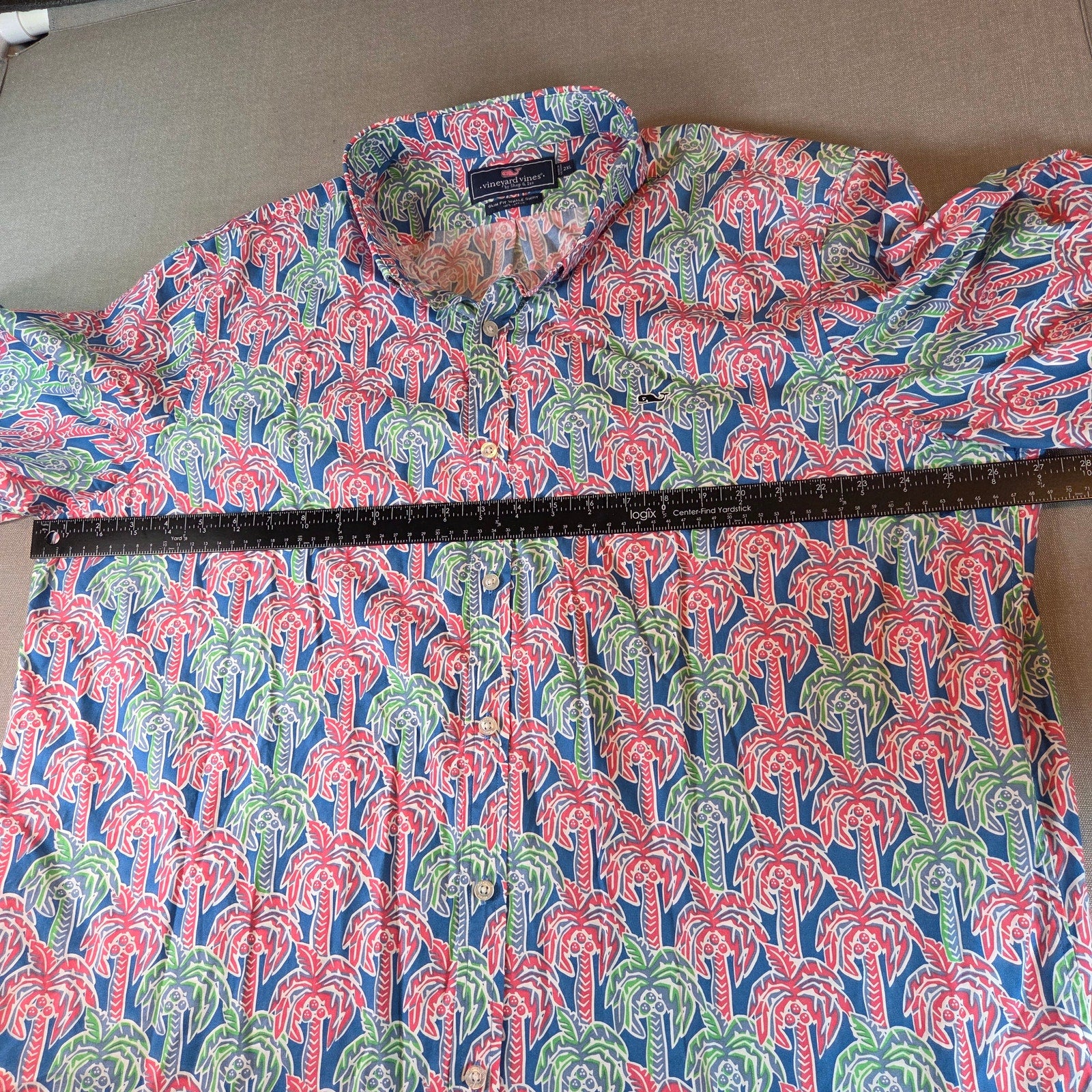 Vineyard Vines Slim Fit Whale Shirt Men’s 2XL Palm Tree Print Button Down