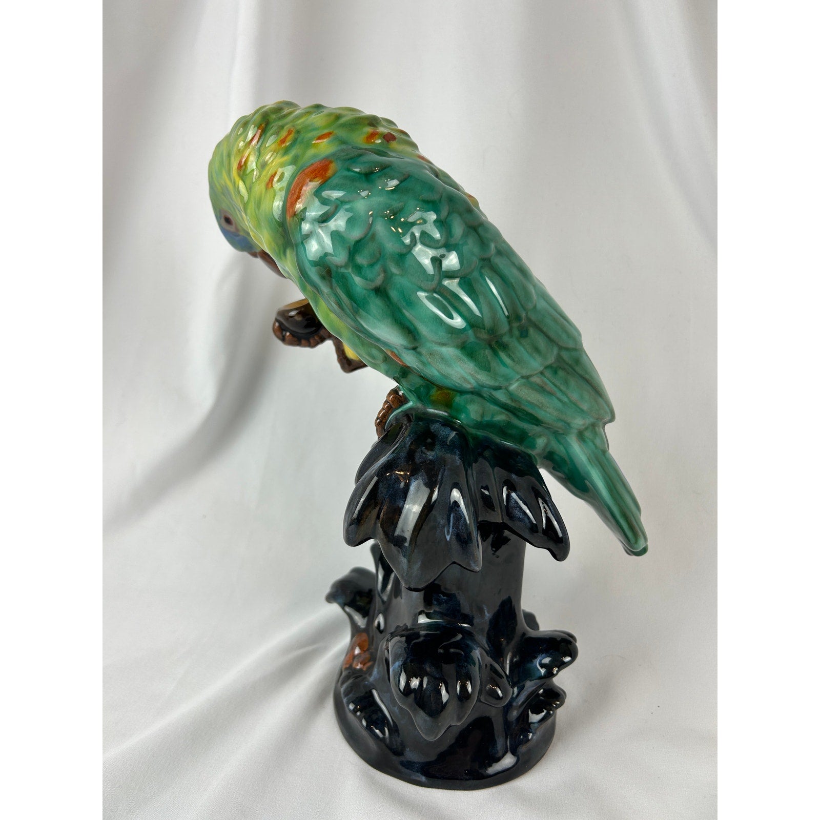 Vintage Austrian Gmundner Keramik GK Mark Parrot Statue Art Pottery Figurine 11”
