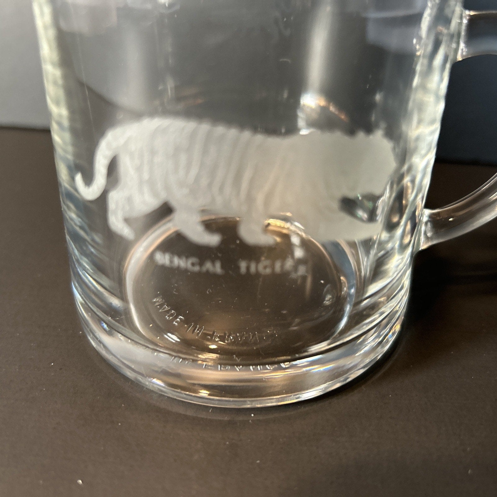 Luminarc France Endangered Species Etched Glass Espresso Mugs Set of 7 Vintage
