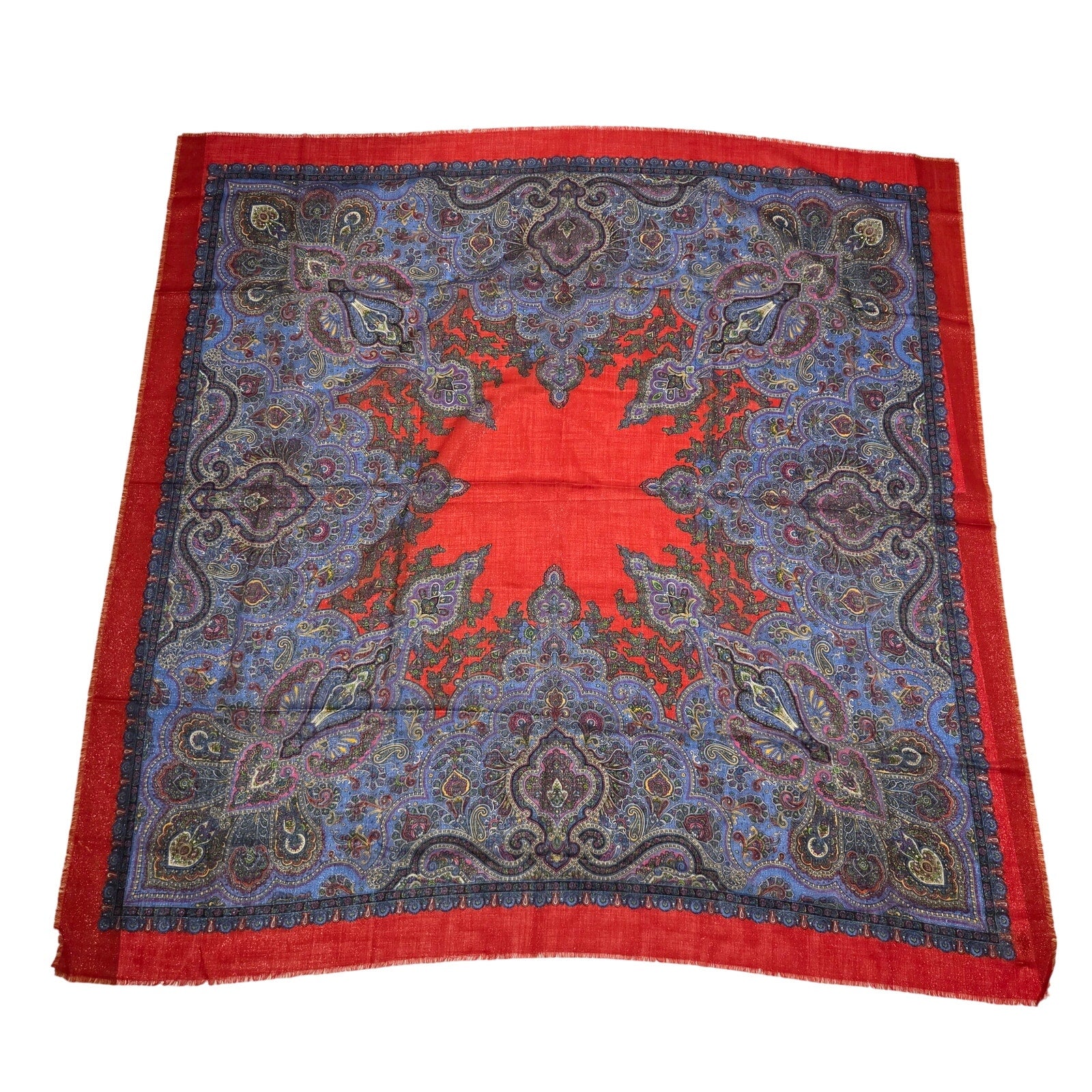 Summit Hill Italy 85% Wool Paisley Square Shawl Wrap Scarf 53x53 Oversized