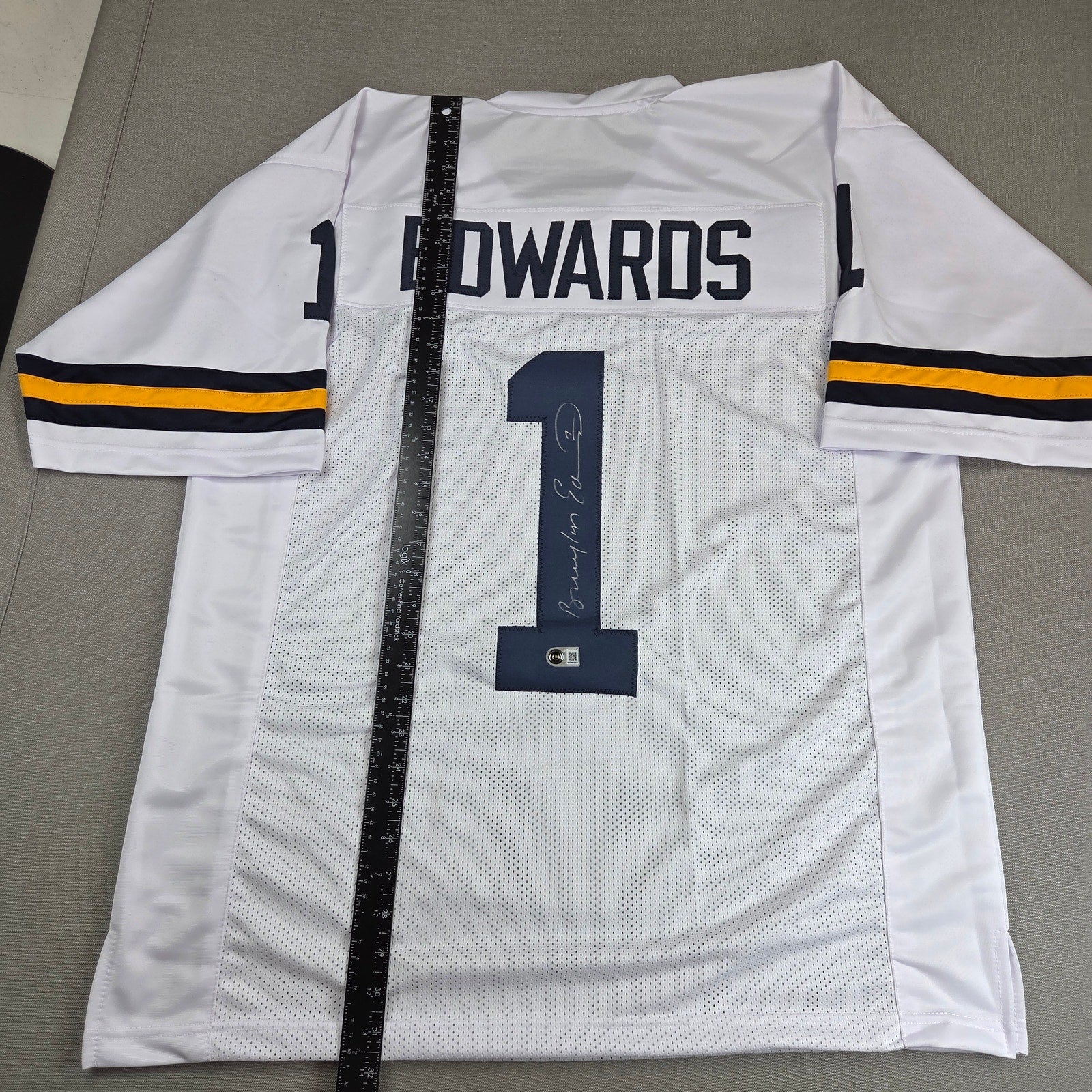 Braylon Edwards Signed Custom Michigan Wolverines #1 Jersey BAS Witness Auto