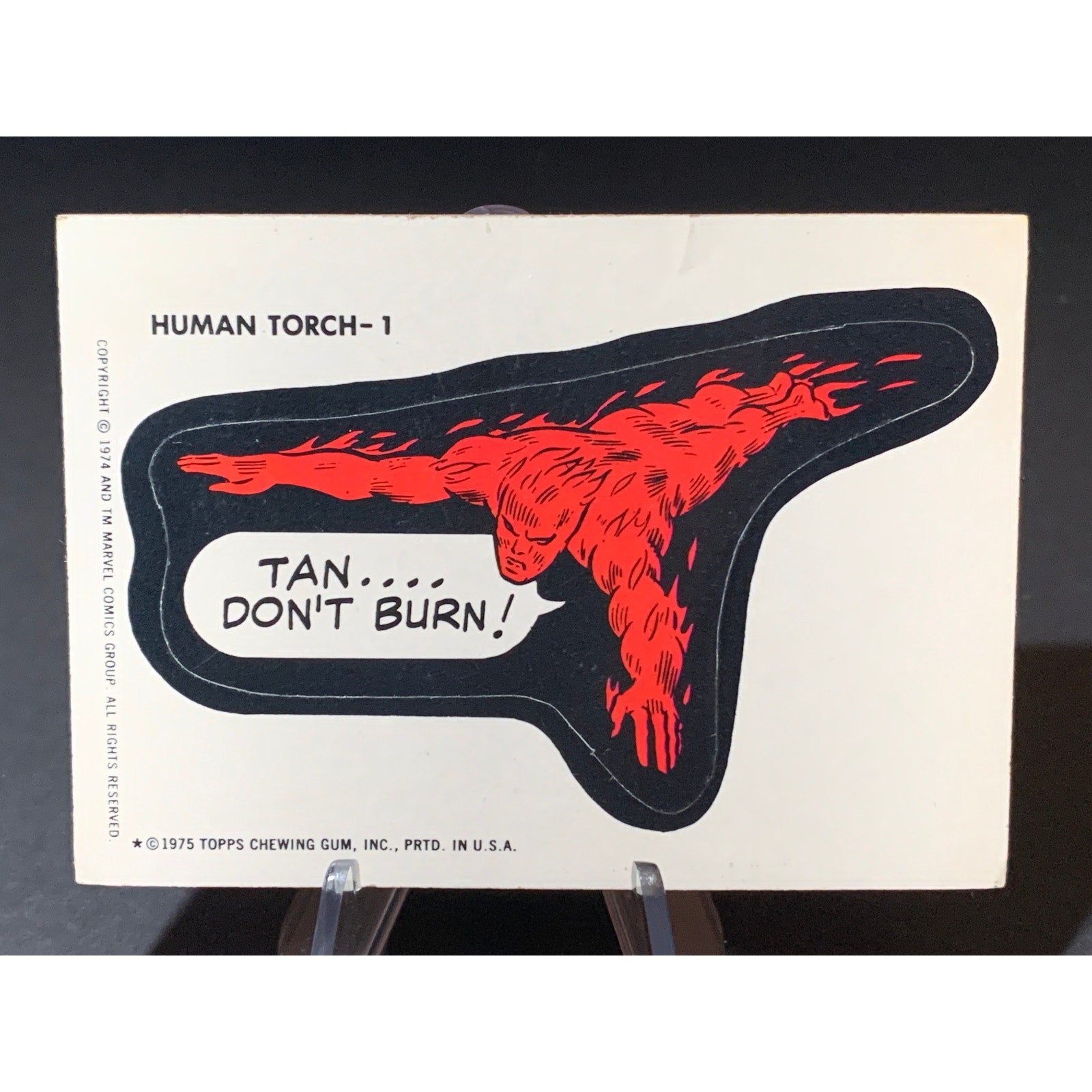 1975 Topps Marvel Comic Book Heroes Stickers Human Torch Sub Mariner Card Pair