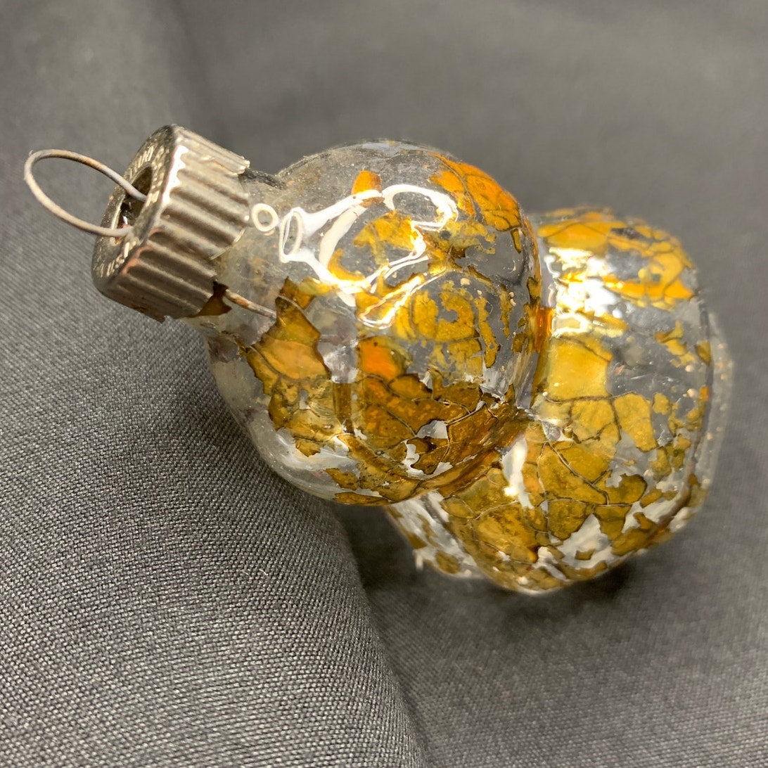 Vintage Shiny Brite Glass Christmas Ornament Gold Silver Made in USA MCM