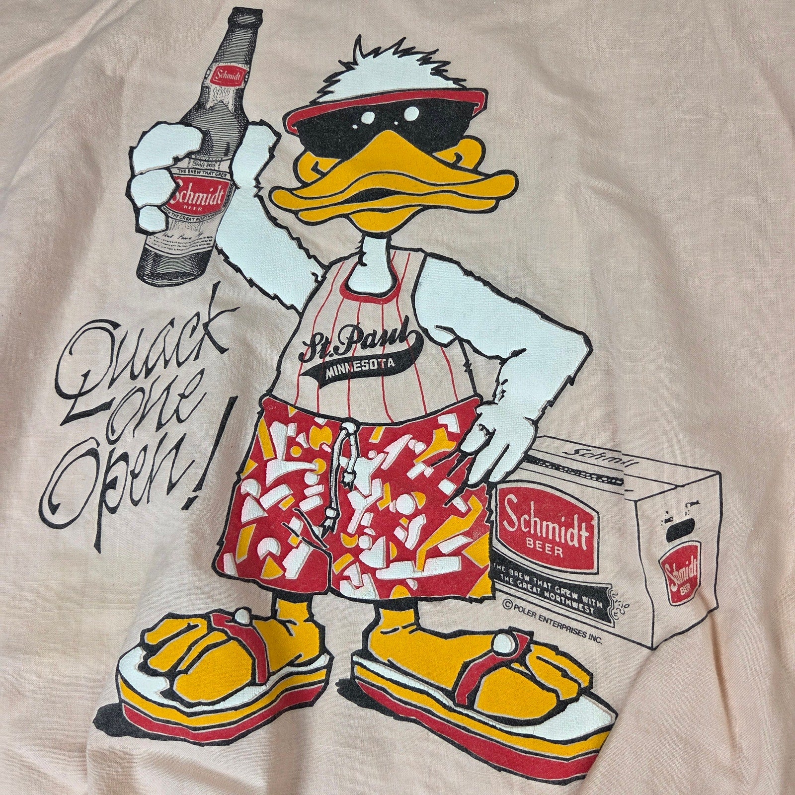 Quitman USA Vintage Schmidt Beer Quack One Open Long Sleeve Shirt Size S USA