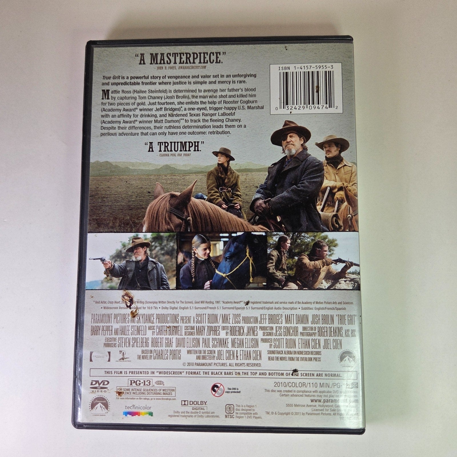 True Grit DVD 2010 Jeff Bridges Matt Damon Josh Brolin