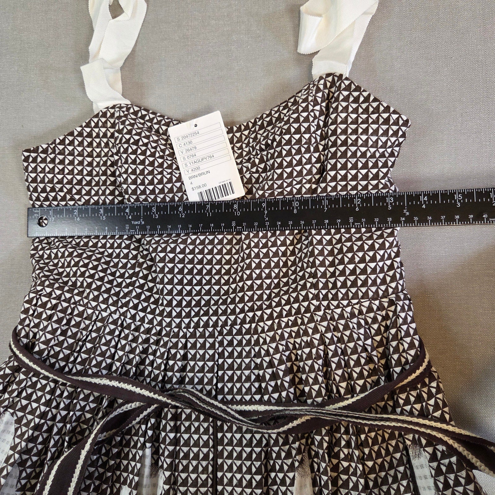 Anthropologie Edme & Esyllte Brown Geometric Cotton Dress Size 4 NWT