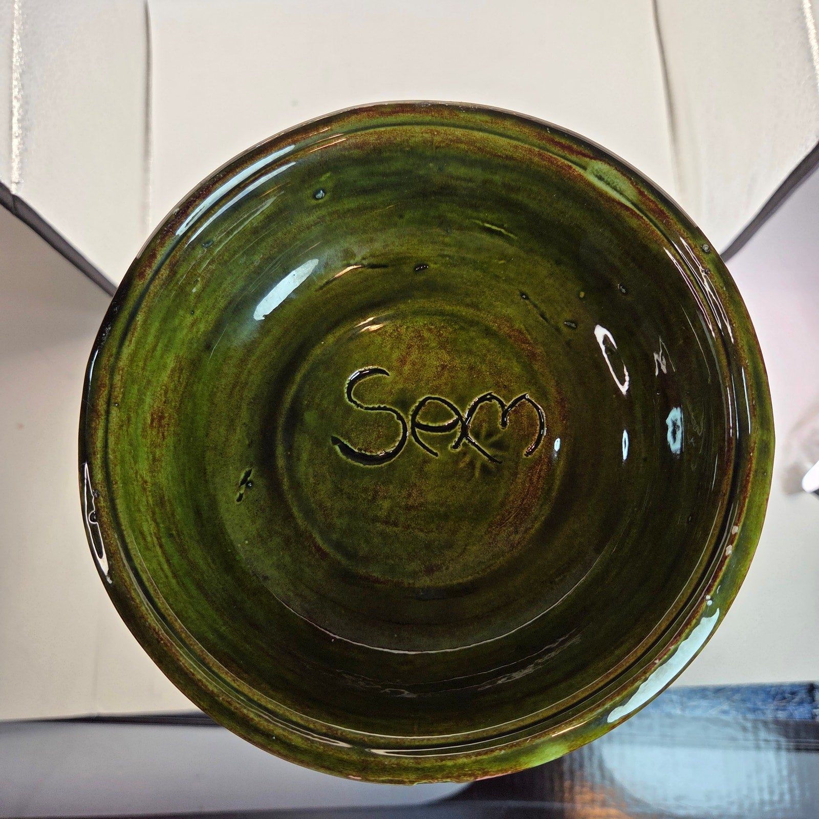 Large 17″ German Style Beer Stein Signed Sam Ceramic Relief with Lid