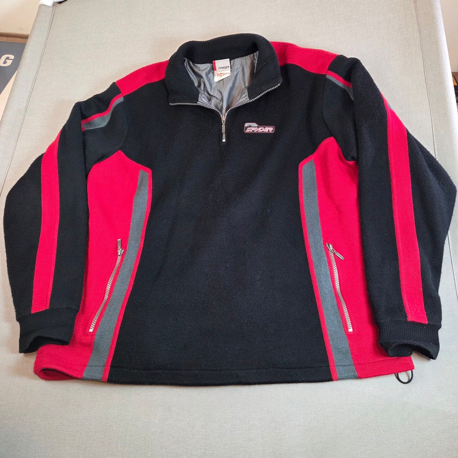 Vintage Spyder Men’s XL 1/4 Zip Wool Blend Sweater Jacket Made Hong Kong