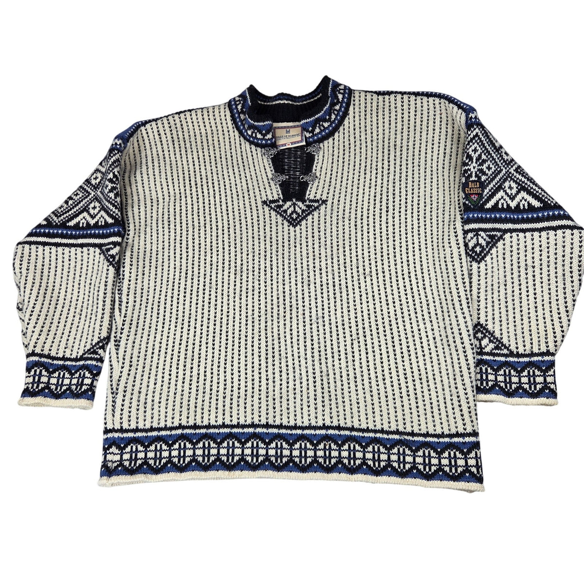 Dale of Norway Classic Wool Sweater Mens M Norwegian Knit Metal Clasps
