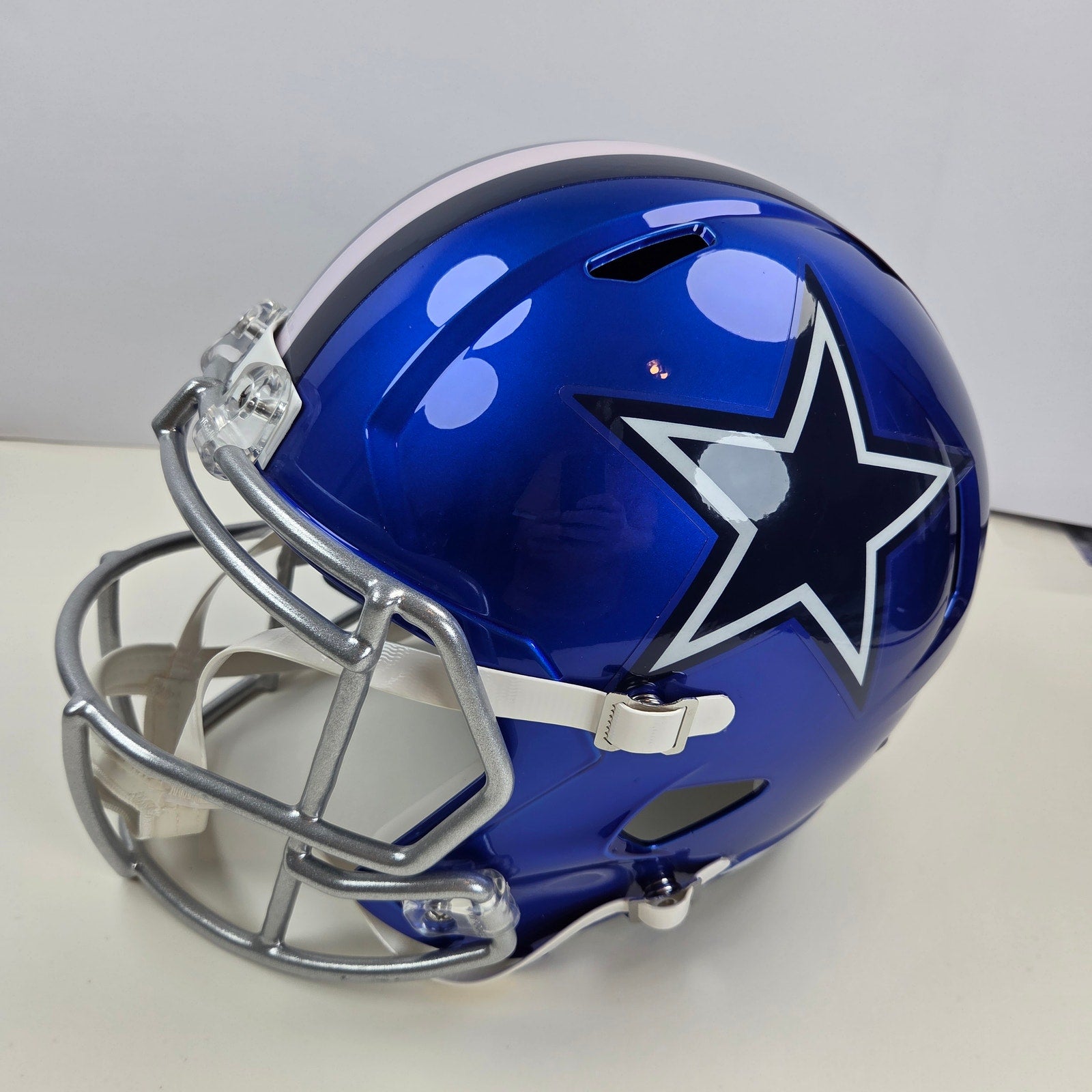 Troy Aikman Signed Riddell Cowboys Flash Alt Speed Replica Helmet BAS Witness