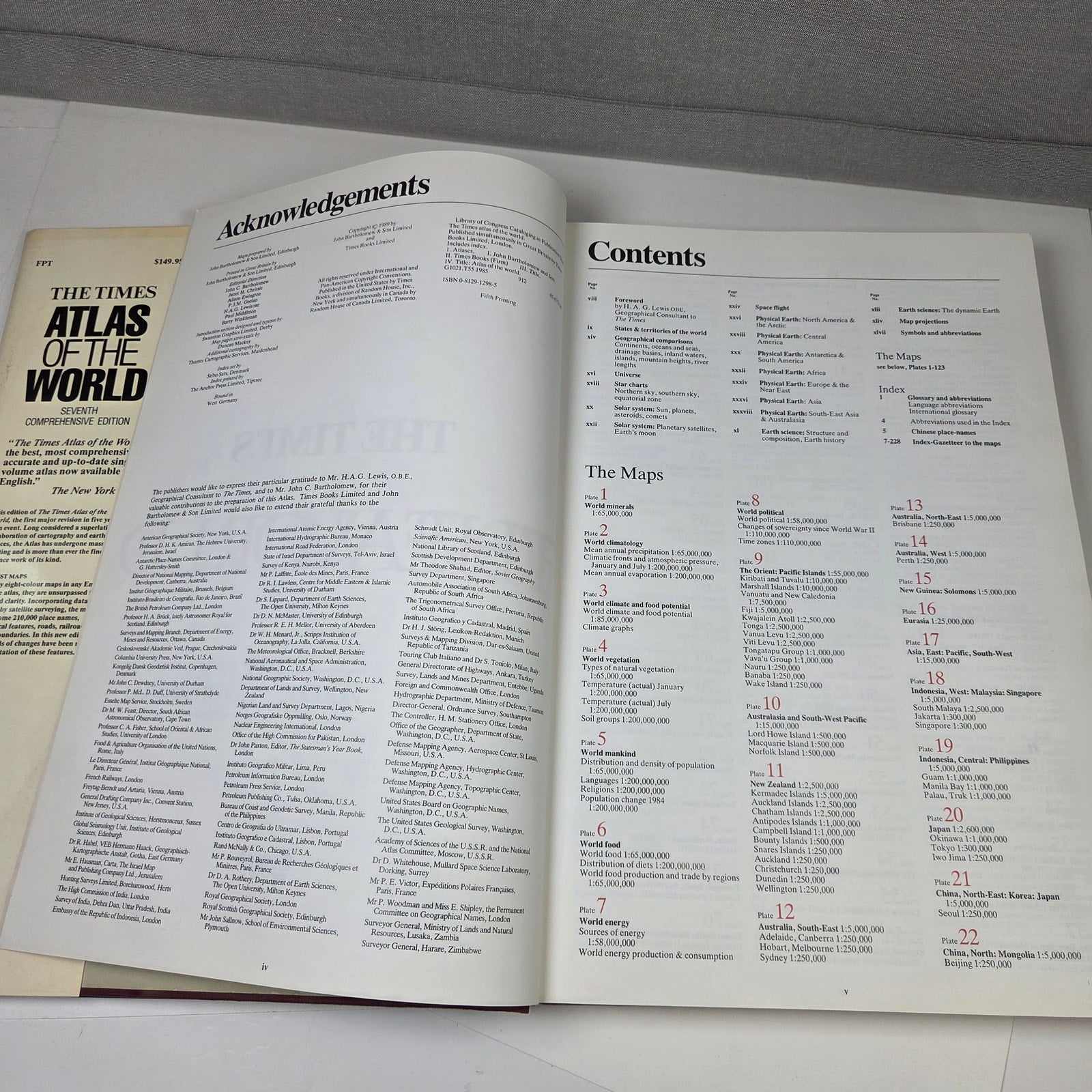 The Times Atlas Of The World 7th Comprehensive Edition Hardcover 1985 Map