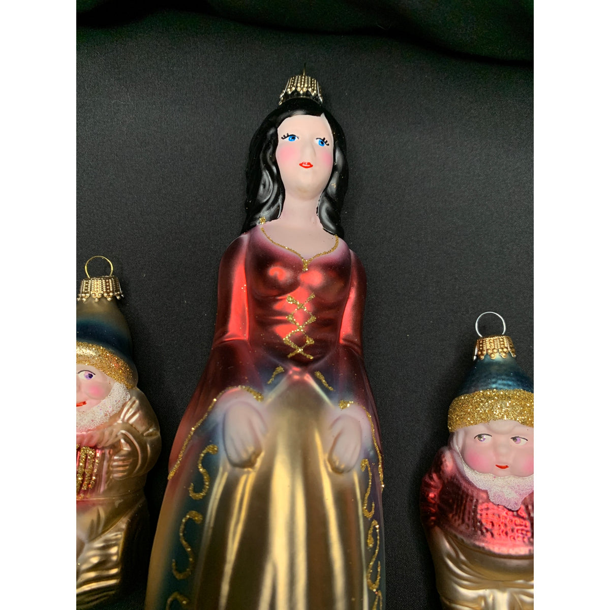 Vintage Lauscha Glas Snow White 7 Dwarfs Glass Ornaments Germany Set of 8