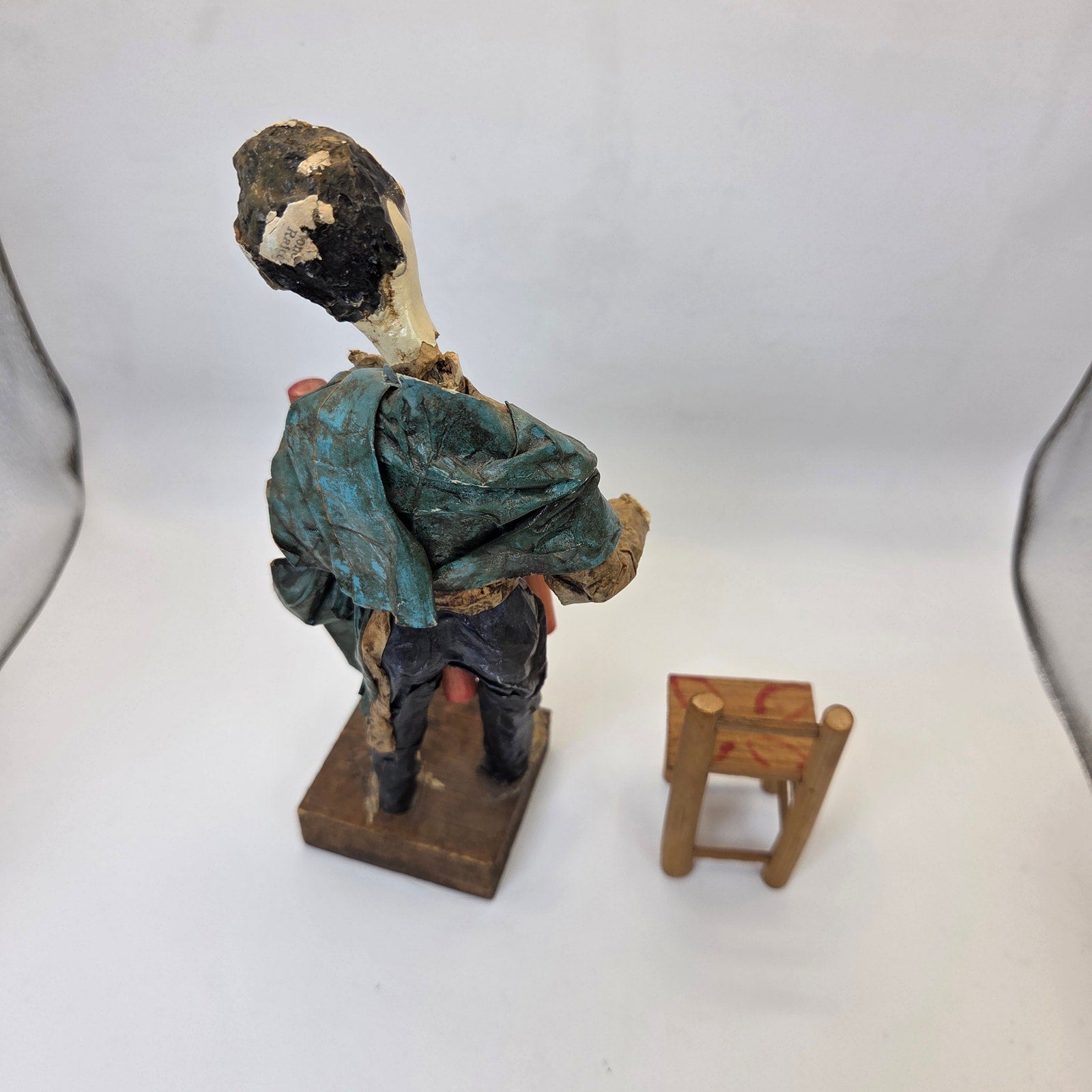 Vintage 1970s Mexican Papier Mache Folk Art Figure w/ Balancing Chairs 9"
