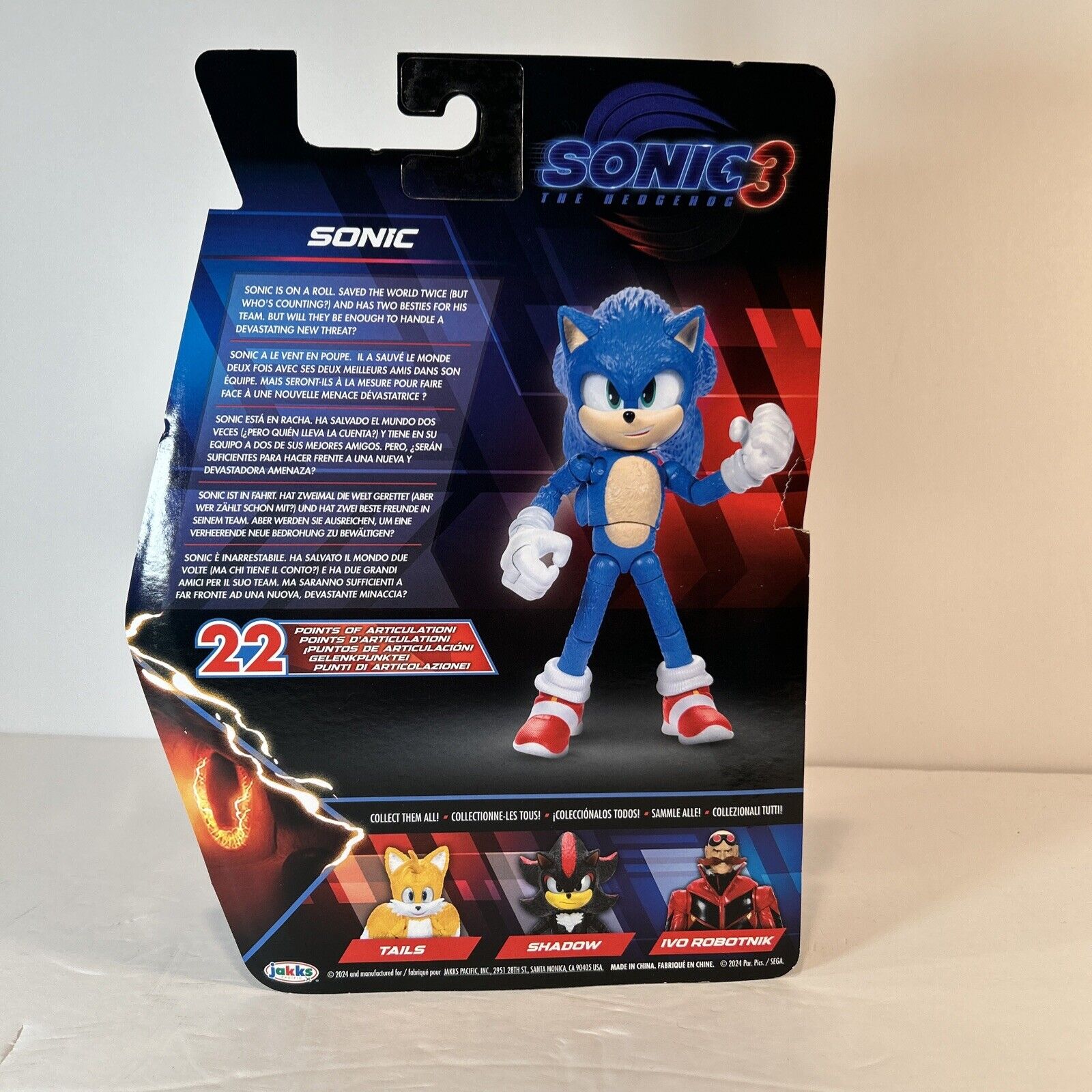 Sonic the Hedgehog 3 Action Figure Lot – Sonic, Tails, Shadow + Mini Sonic JAKKS