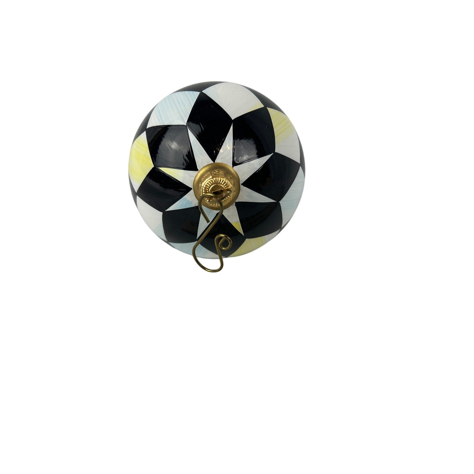 MacKenzie Childs Courtly Check Glass Ball Ornament Polka Dot Finial