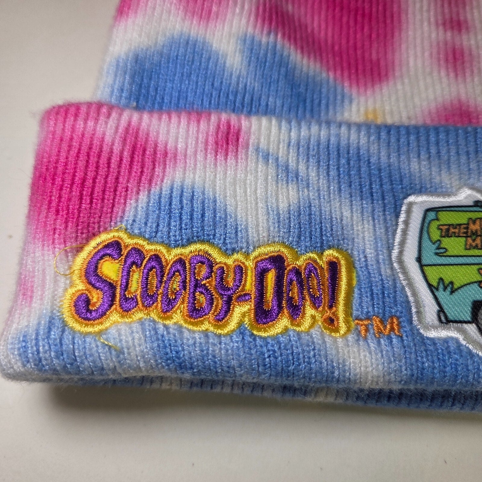 Scooby Doo Mystery Machine Tie Dye Knit Pom Pom Adult Stocking Hat