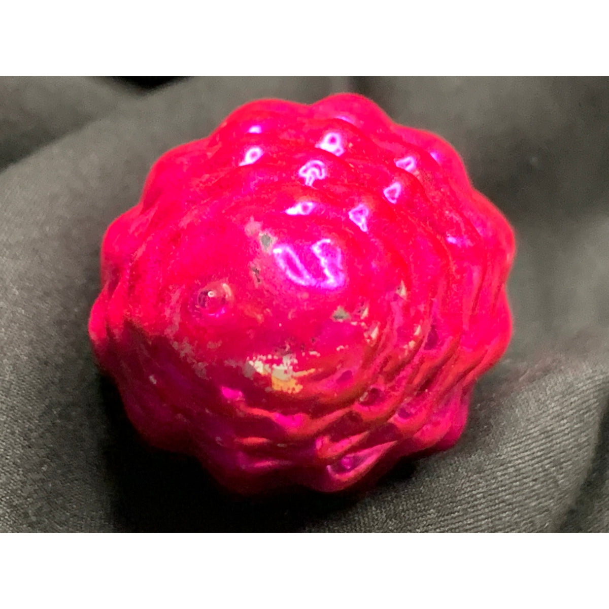 Vintage 1950s Red Pink Glass Pinecone Christmas Ornament Molded MCM
