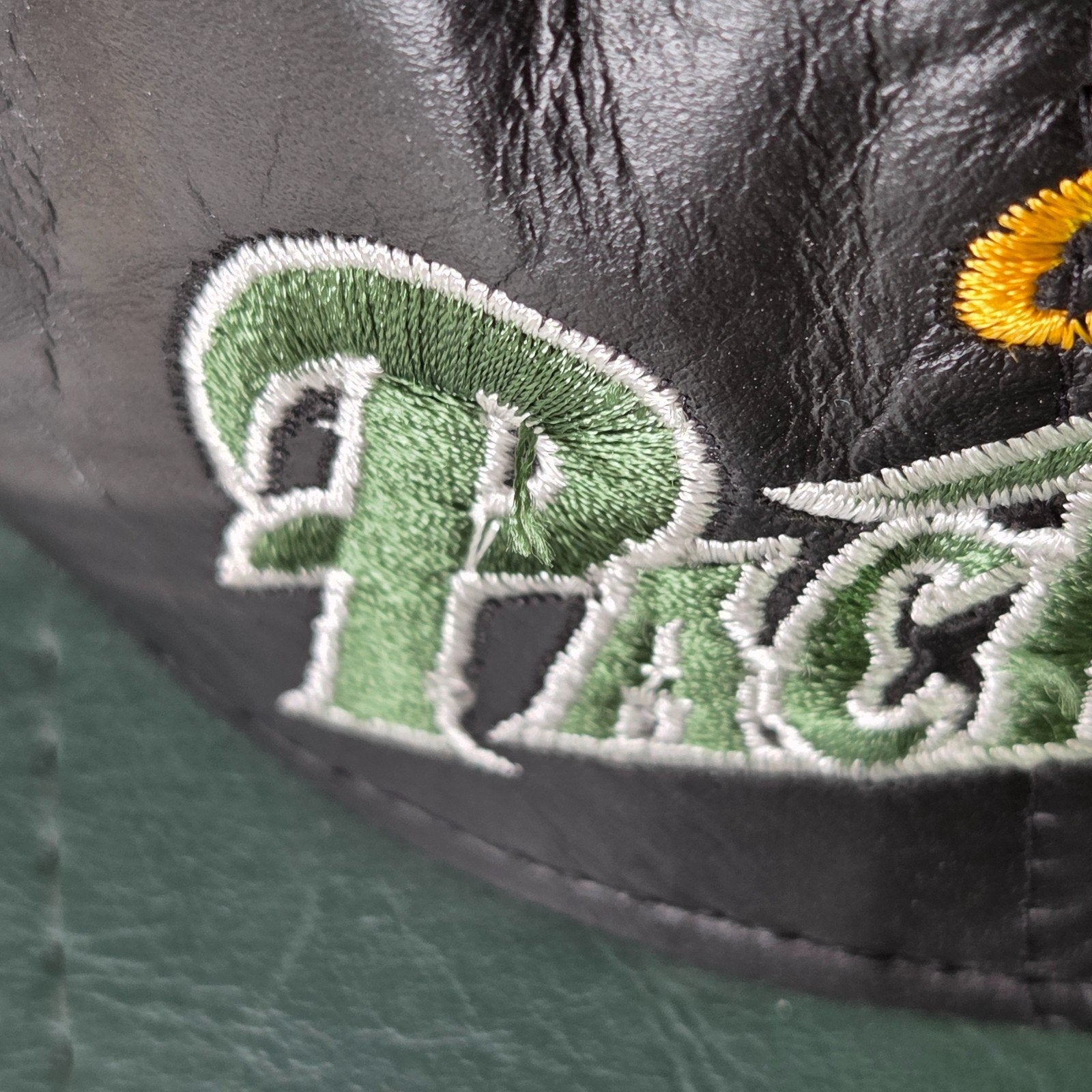 Green Bay Packers Leather Snapback Hat Cap NFL Logo Modern USA Green & Black