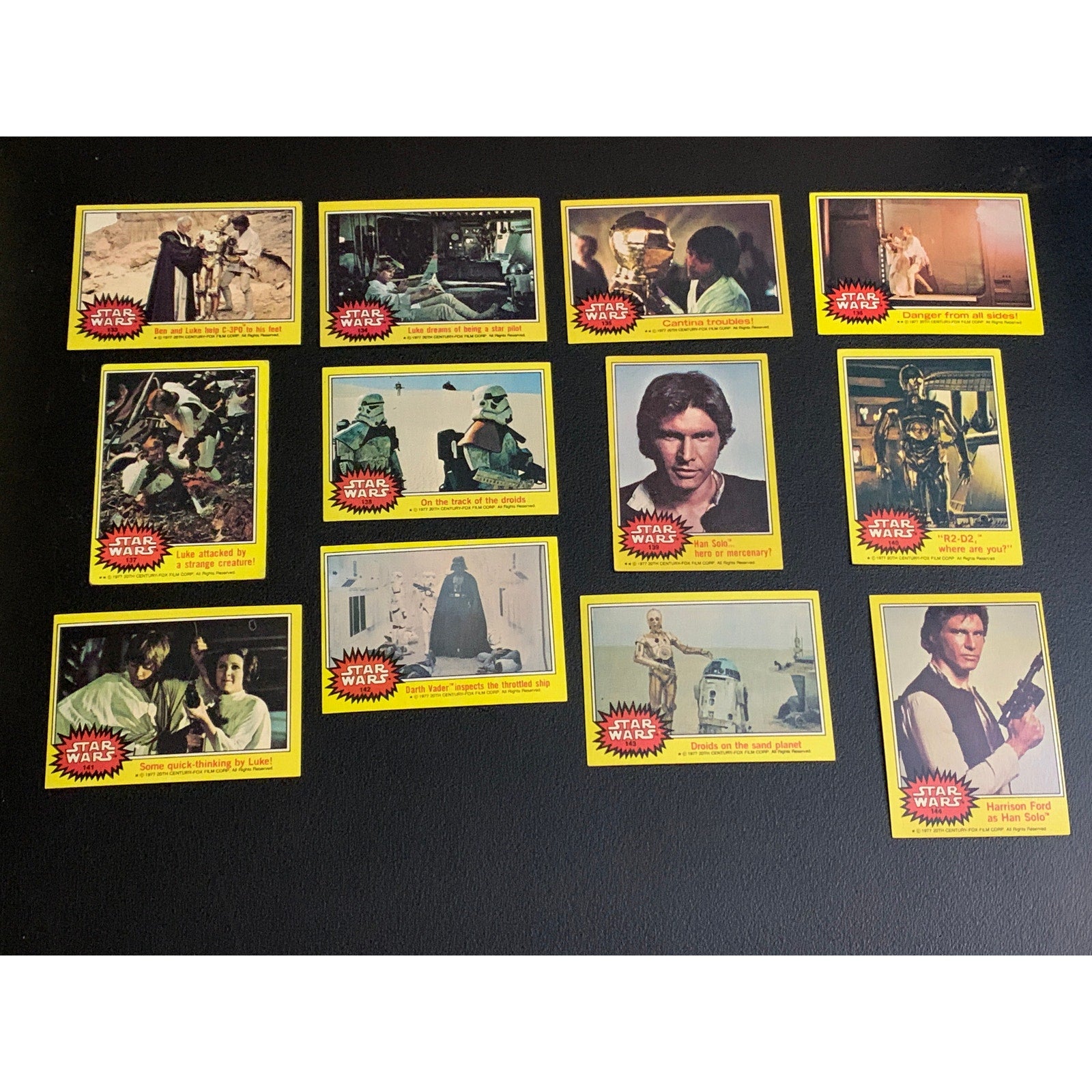 1977 Topps Star Wars Series 3 Yellow Border Complete 66 Card Set With Stickers