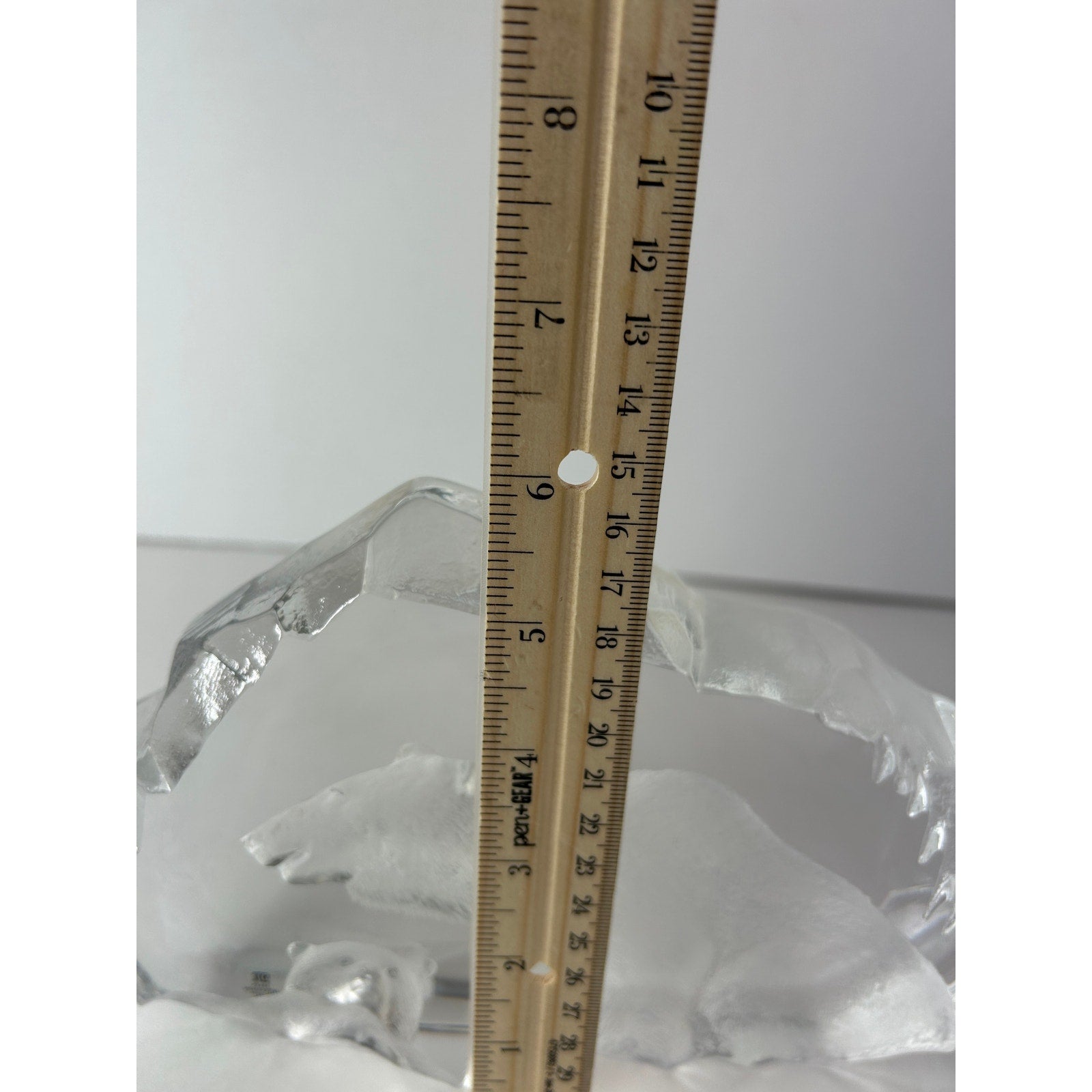 Mats Jonasson Maleras Sweden Crystal Polar Bear and Cub Heavy Glass Sculpture